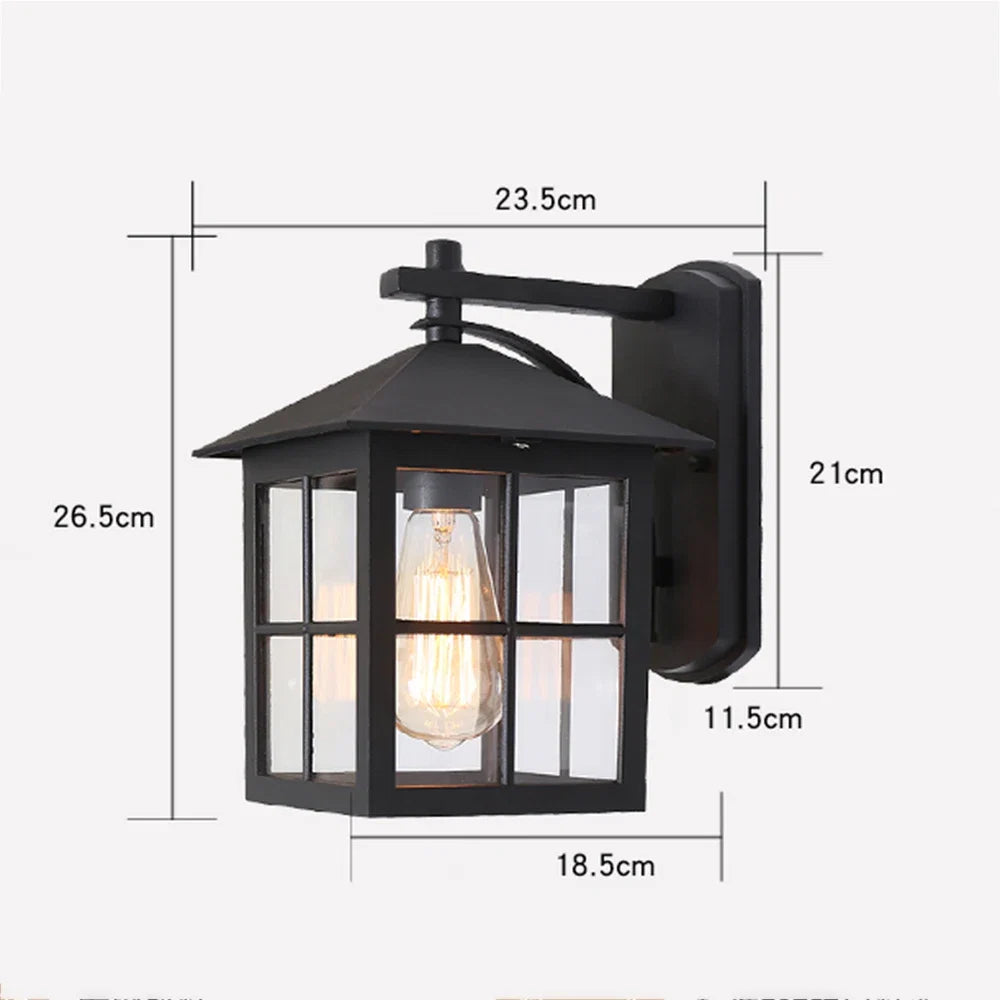 Camden Outdoor Wall Lamp – Vintage E27 Lantern Sconce for Classic Exterior Lighting