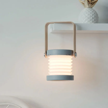 Innovative Wooden-Handle Portable Lantern - Folding, Rechargeable Table Lamp
