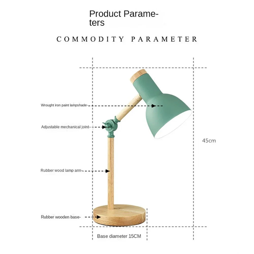 Sleek Nordic Wooden Desk Lamp - Adjustable Modern Table Light