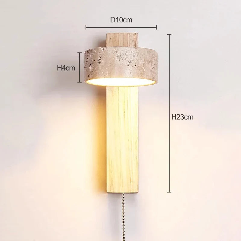 Éclat Wall Lamp – French Wabi-Sabi Headboard Light with Easy Pull Switch