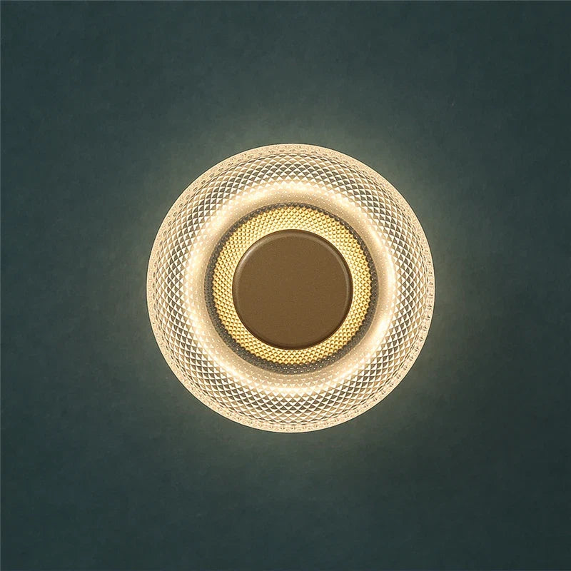 Modern Coloured Glass Wall Lamp with Textured LED Disc Light – Sleek, Ambient Lighting