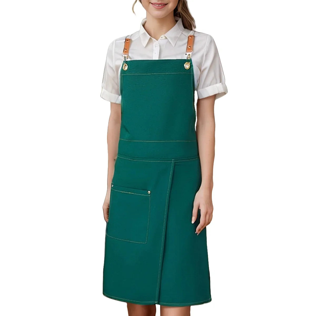 WorkEase Waterproof Canvas Apron with Split-Skirt Design and Handy Pockets