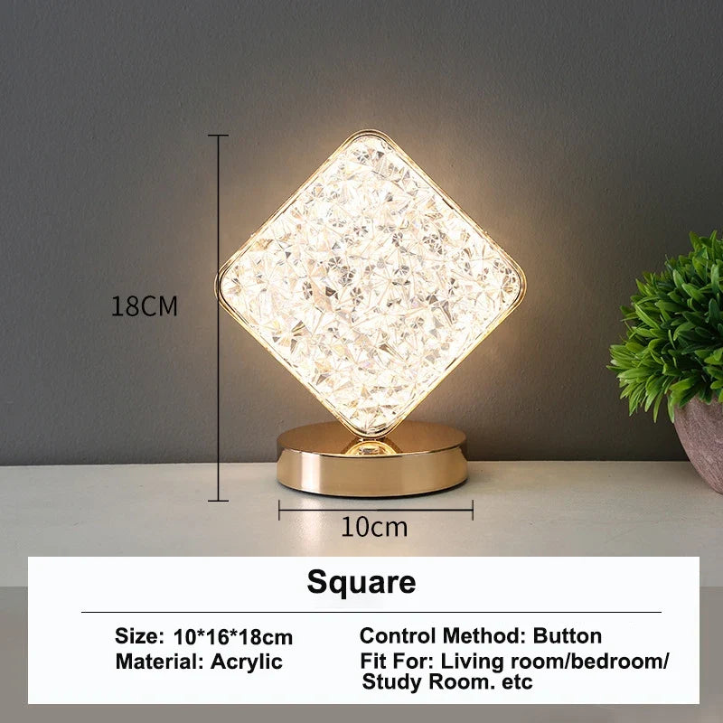 Stellora 3D Crystal LED Night Light with Rechargeable Battery and Touch Dimmer