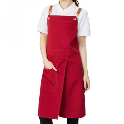 WorkEase Waterproof Canvas Apron with Split-Skirt Design and Handy Pockets