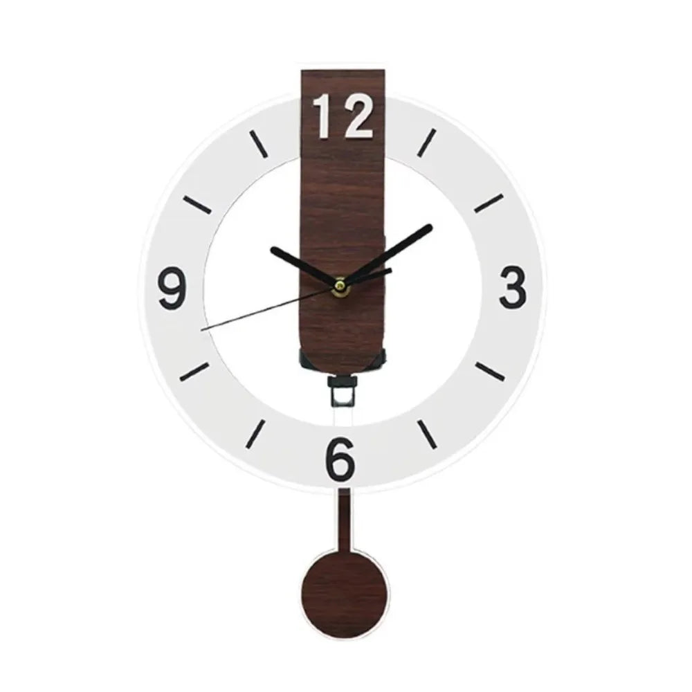 Elegant Minimalist Pendulum Wall Clock — Contemporary Acrylic & Wood Design