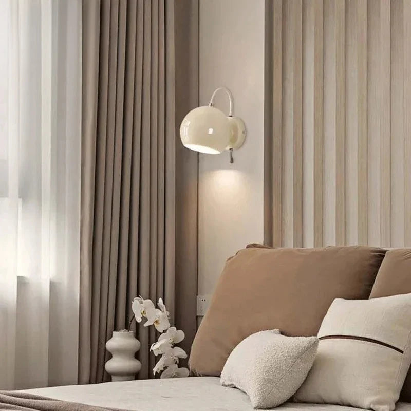 Nordic Cream Wall Lamp with Adjustable Dome Light — Modern, Minimalist Glow