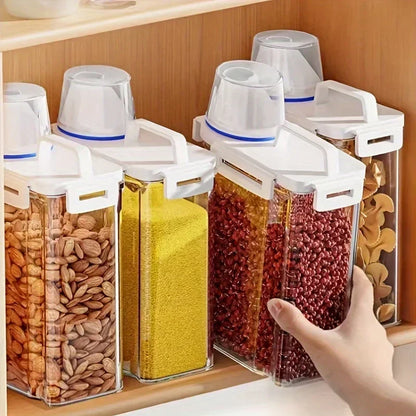 2.5L Airtight Grain Storage Canister with Measuring Cup – Keeps Rice, Cereal & Flour Fresh and Easy to Measure