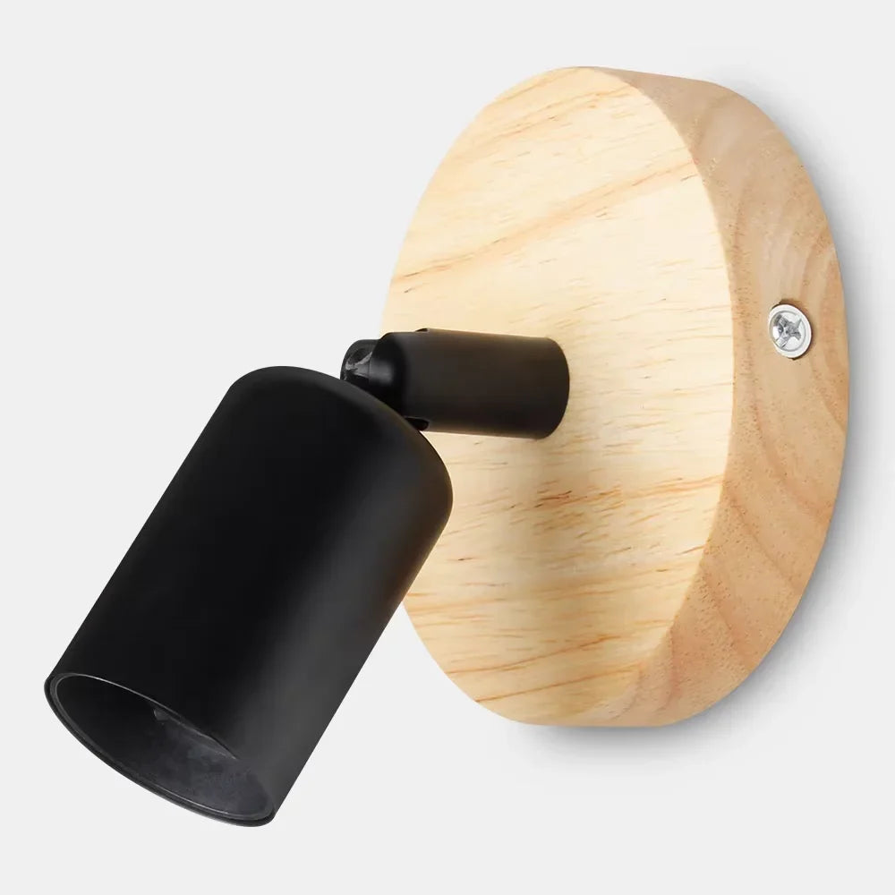 Vintage-Style Wall Lamp - Adjustable Wooden & Metal Sconce