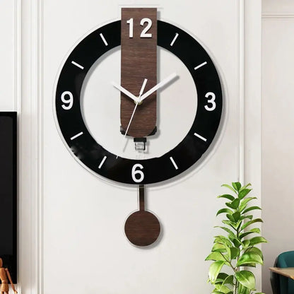 Elegant Minimalist Pendulum Wall Clock — Contemporary Acrylic & Wood Design