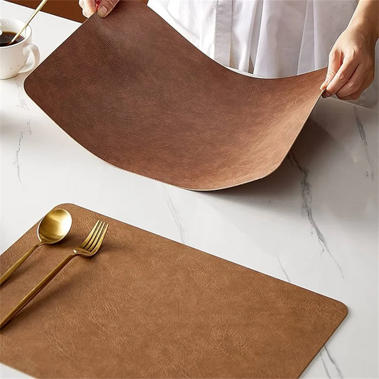DuoMat Dual-Sided Faux Leather Placemats – Heat-Resistant, Waterproof & Easy-to-Clean