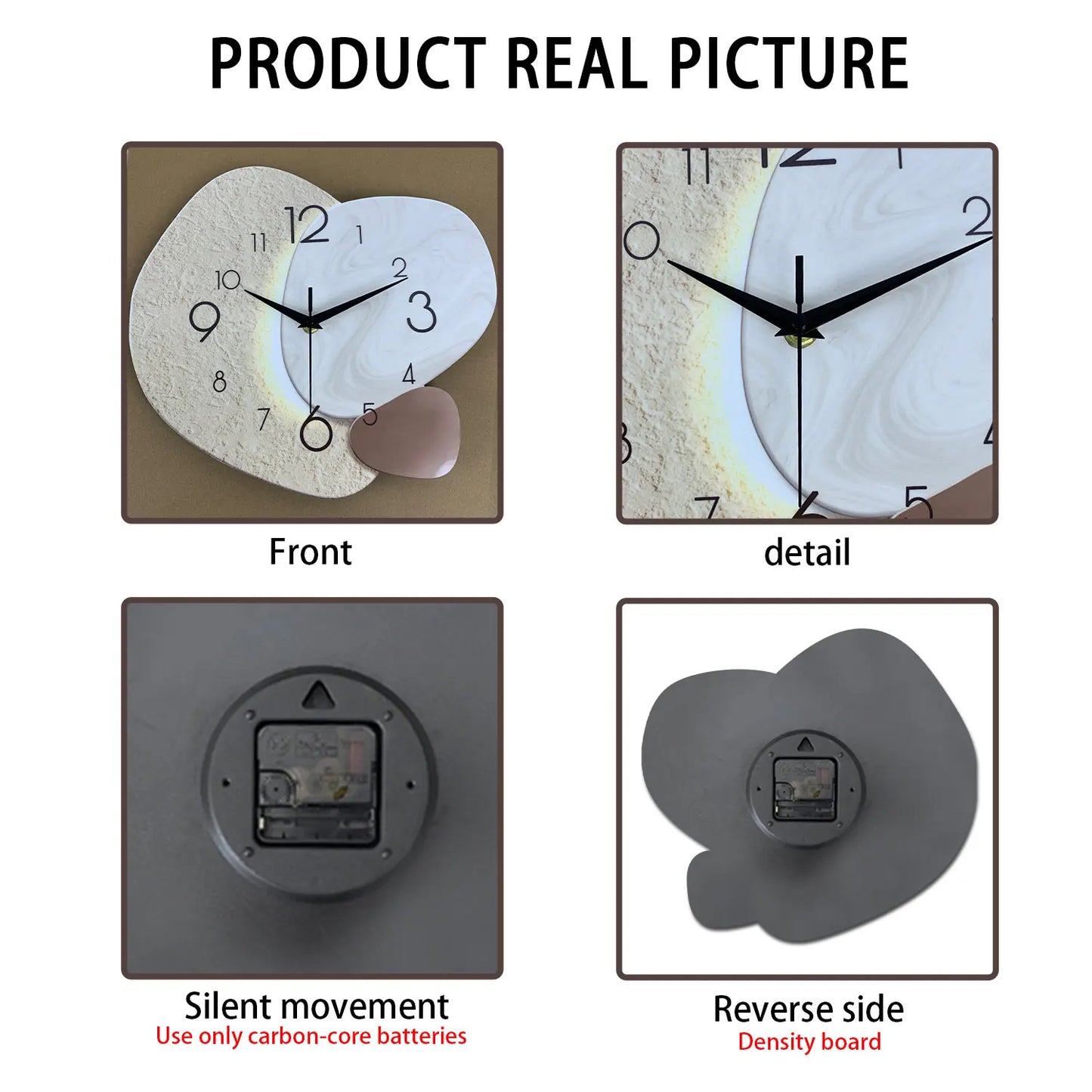 TempoStone Modern Minimalist Wall Clock - Silent Quartz Movement