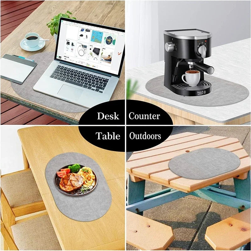 LinoMat Oval Faux Leather Placemats — Heat-Resistant & Non-Slip for Elegant Table Protection