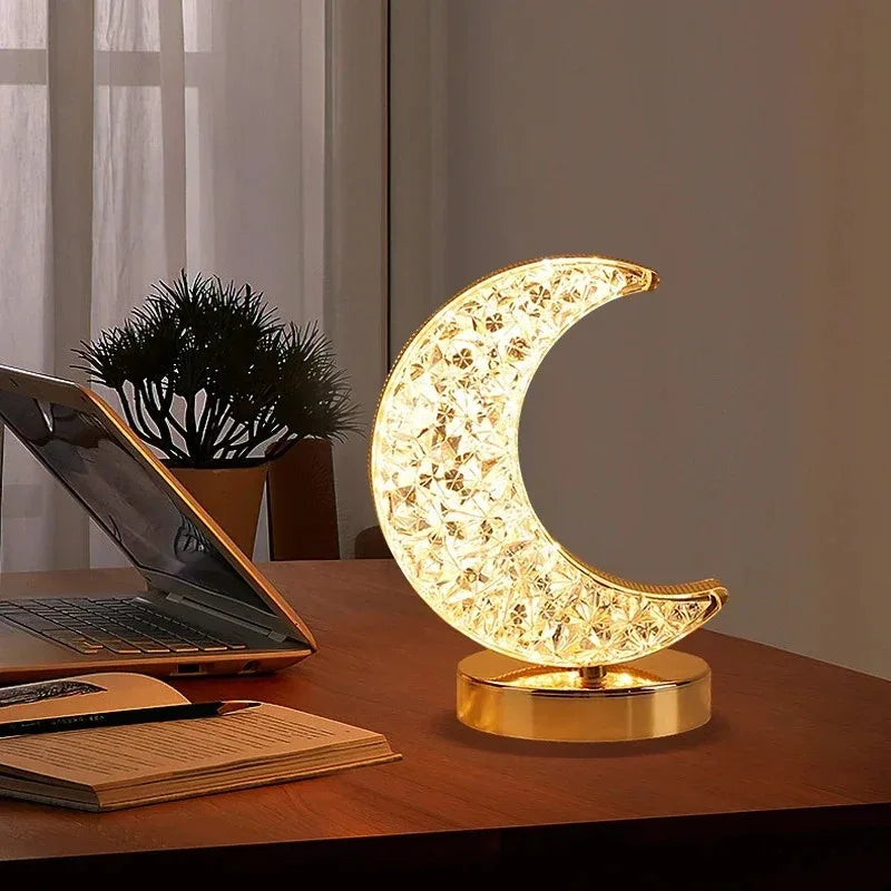 Stellora 3D Crystal LED Night Light with Rechargeable Battery and Touch Dimmer