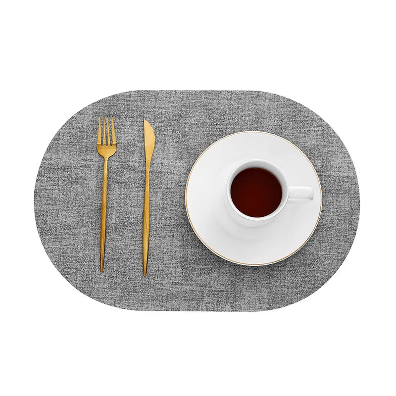 LinoMat Oval Faux Leather Placemats — Heat-Resistant & Non-Slip for Elegant Table Protection