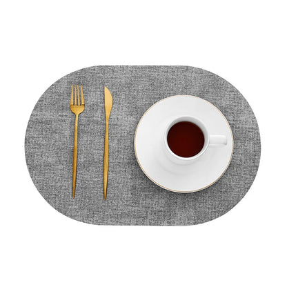 LinoMat Oval Faux Leather Placemats — Heat-Resistant & Non-Slip for Elegant Table Protection