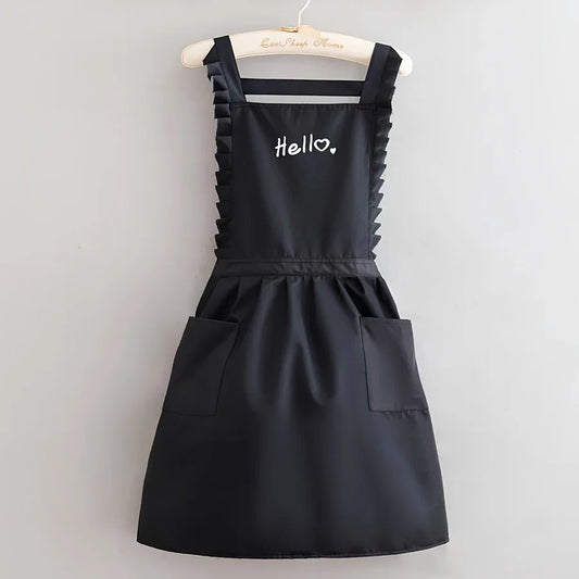 FloraBelle Princess-Style Waterproof Apron — Floral-Print Work Uniform