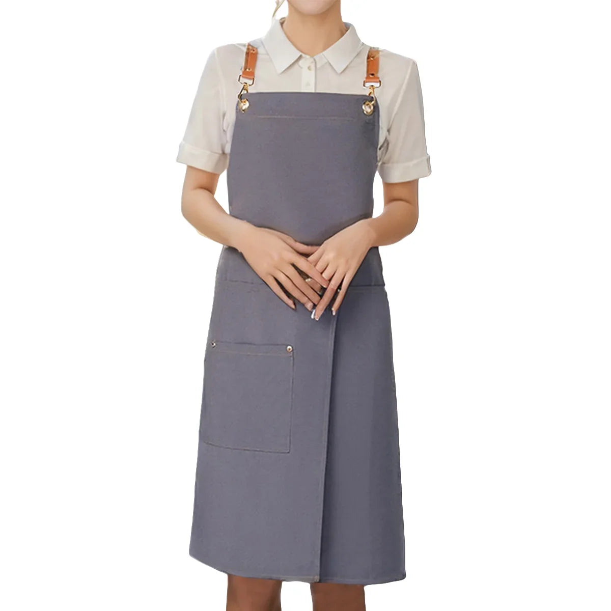 WorkEase Waterproof Canvas Apron with Split-Skirt Design and Handy Pockets