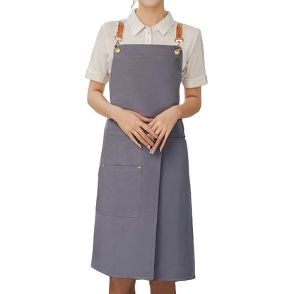 WorkEase Waterproof Canvas Apron with Split-Skirt Design and Handy Pockets