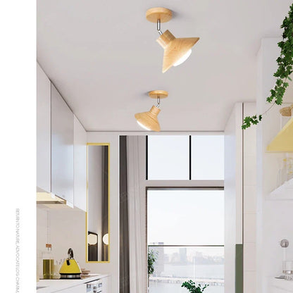 NordicWood Ceiling Lamp - Natural Timber Cone Design for a Warm, Modern Glow