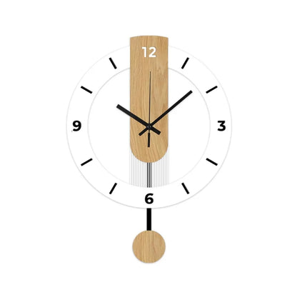 Elegant Minimalist Pendulum Wall Clock — Contemporary Acrylic & Wood Design