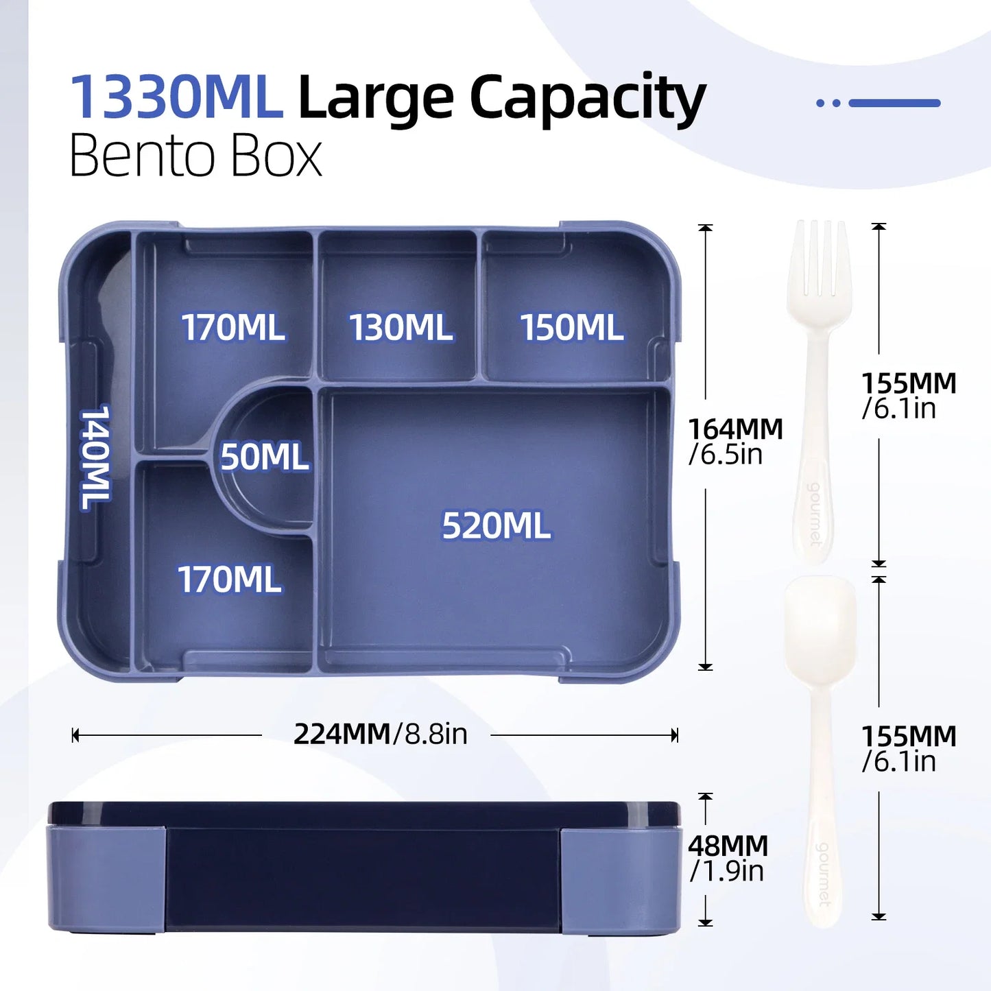 BentoMax 1330ml Large-Capacity Leak-Proof Bento Lunch Box – Microwave-Safe & Portable Food Container