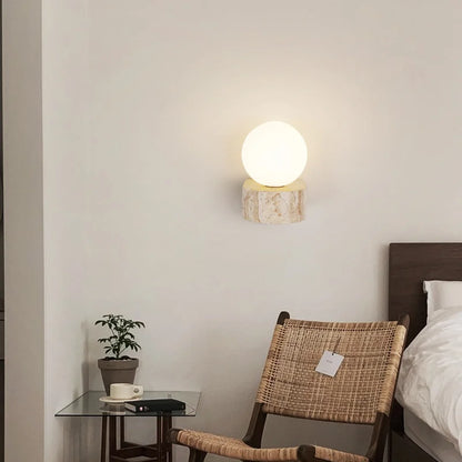 Travertine Stone Wall Lamp | Sleek Modern Japanese-Style LED Sconce