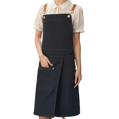 WorkEase Waterproof Canvas Apron with Split-Skirt Design and Handy Pockets
