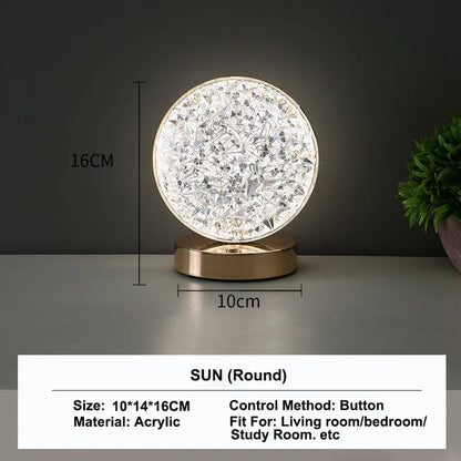 Stellora 3D Crystal LED Night Light with Rechargeable Battery and Touch Dimmer