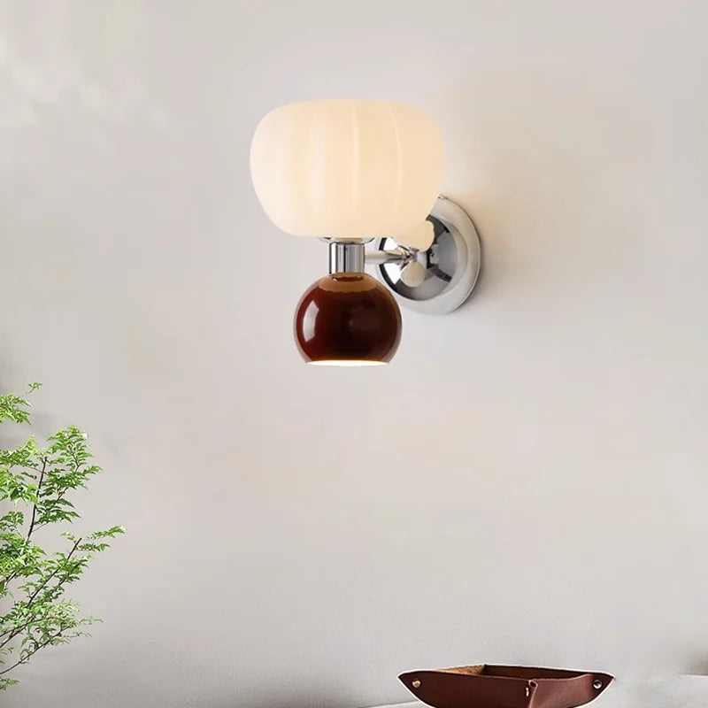 Nordic Pumpkin Wall Lamp - Sleek Glass & Metal Sconce for Modern Interiors