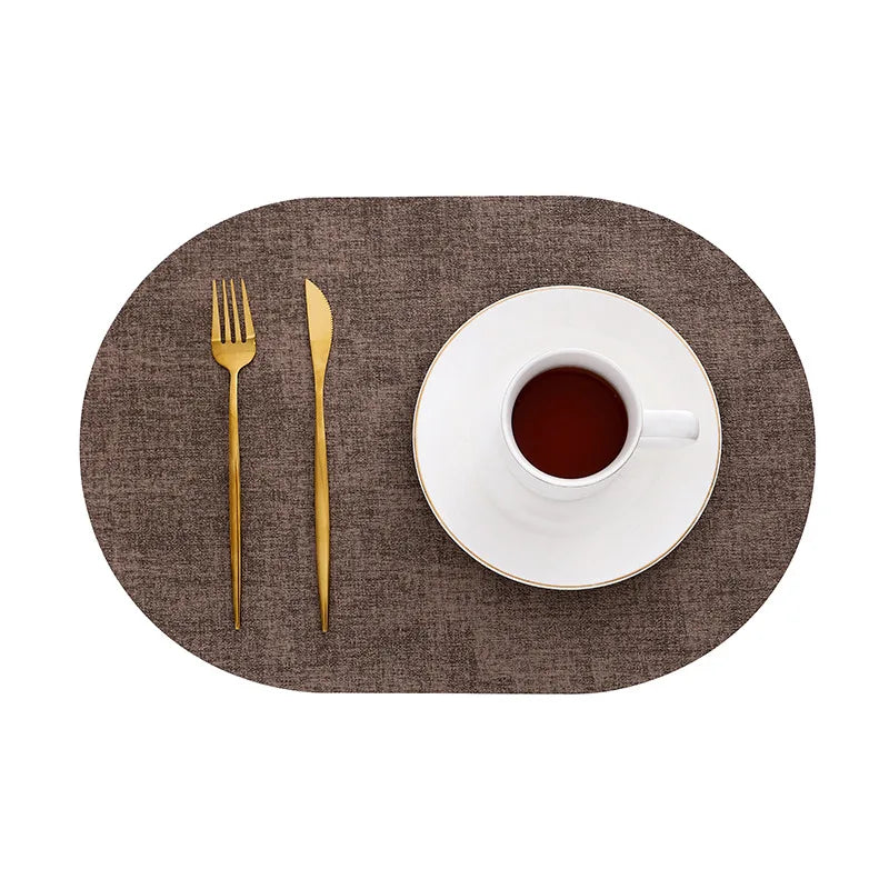 LinoMat Oval Faux Leather Placemats — Heat-Resistant & Non-Slip for Elegant Table Protection