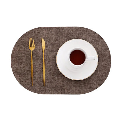 LinoMat Oval Faux Leather Placemats — Heat-Resistant & Non-Slip for Elegant Table Protection
