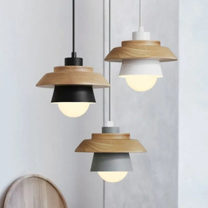 Nordic Wood Pendant Light – Playful Colourful Macaron Design