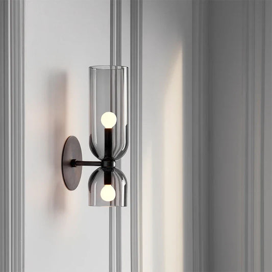Nordic Glass Wall Lamp with Smoked Tube Design - Modern Minimal Lighting