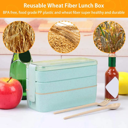 EcoStack 3-Tier Bento Lunch Box – 900 ml, Made with Wheat Straw