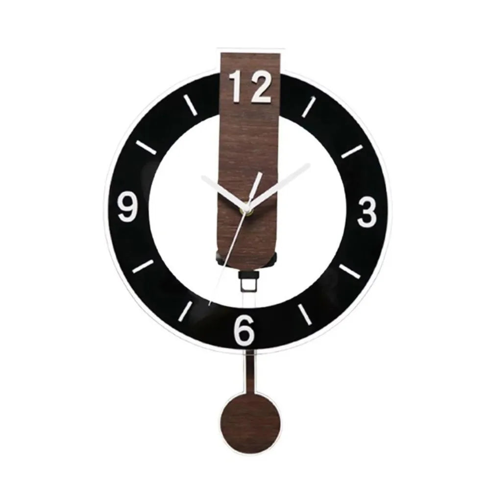 Elegant Minimalist Pendulum Wall Clock — Contemporary Acrylic & Wood Design