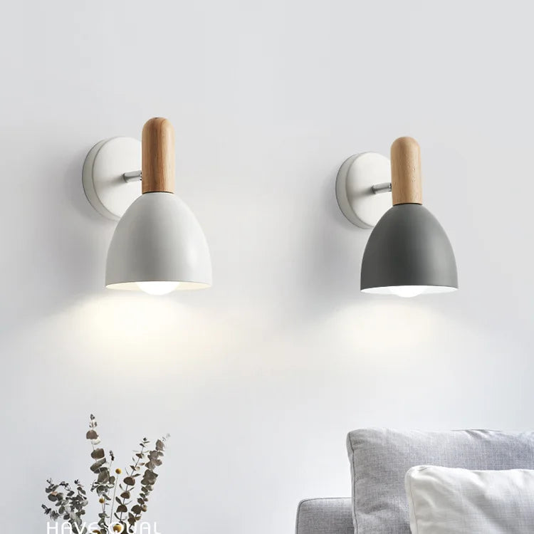 Nordic Wooden Wall Lamp - Adjustable Bedside Reading Light