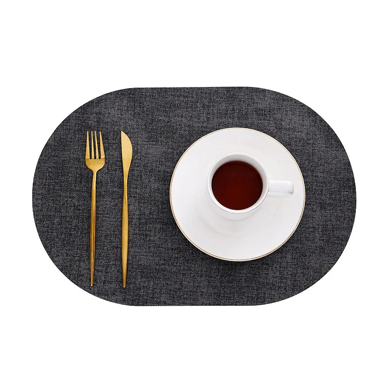 LinoMat Oval Faux Leather Placemats — Heat-Resistant & Non-Slip for Elegant Table Protection