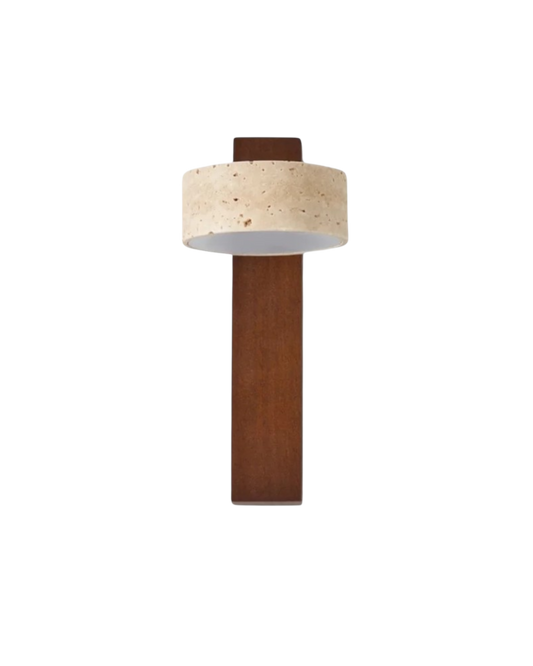 Travertine Wall Lamp | Modern Stone & Wood Sconce for Elegant Lighting