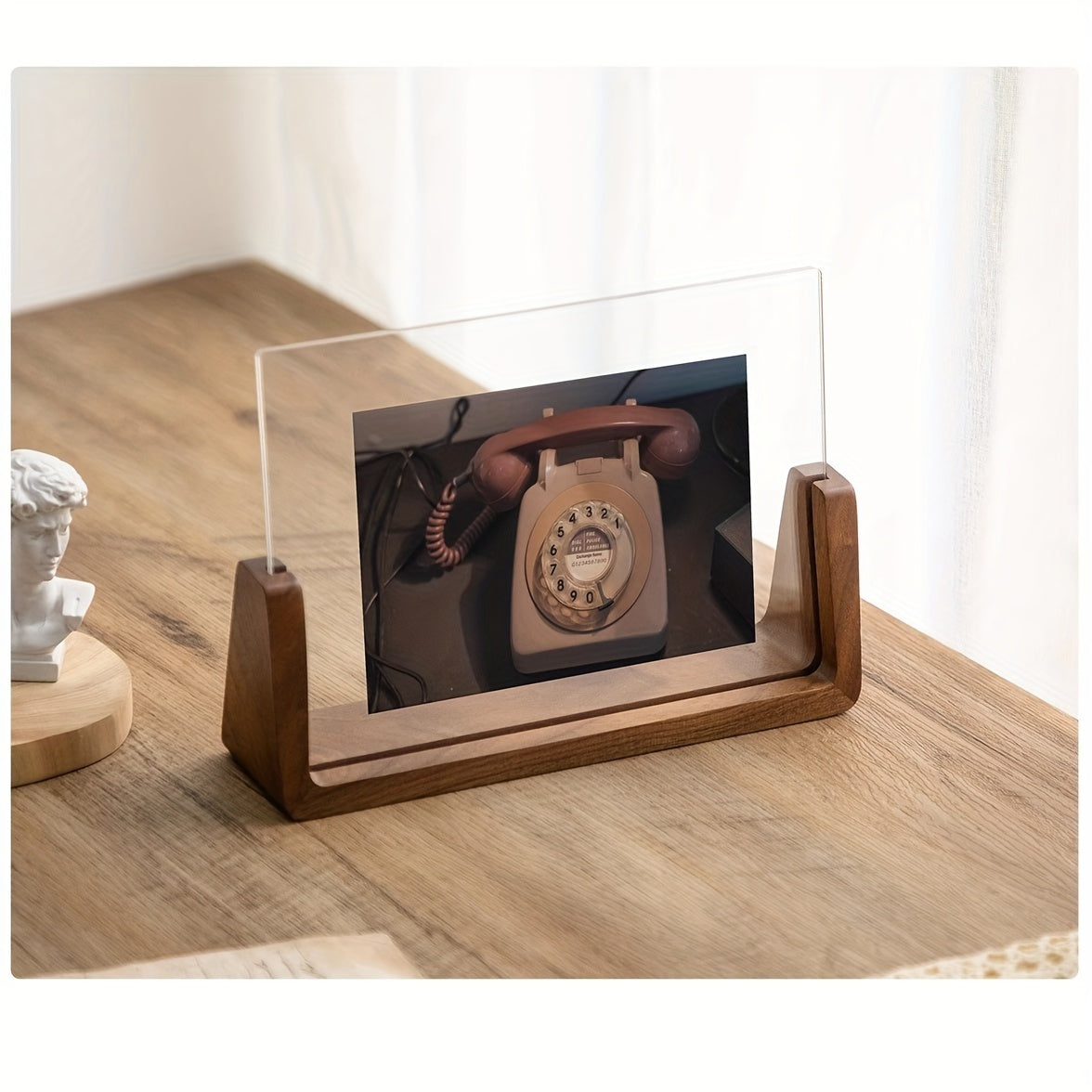 U-Shaped Acrylic & Wood Photo Frame — Sleek Modern Minimalist Display
