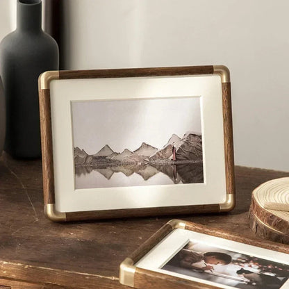 Brooks Tabletop Photo Frame — Exquisite Vintage Wood & Brass Design