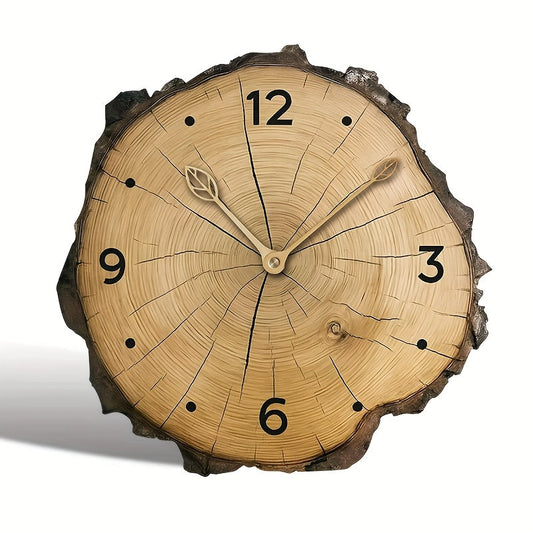 Rustic Wood Slice Wall Clock with Natural Log Design – Timeless Home Decor Accent