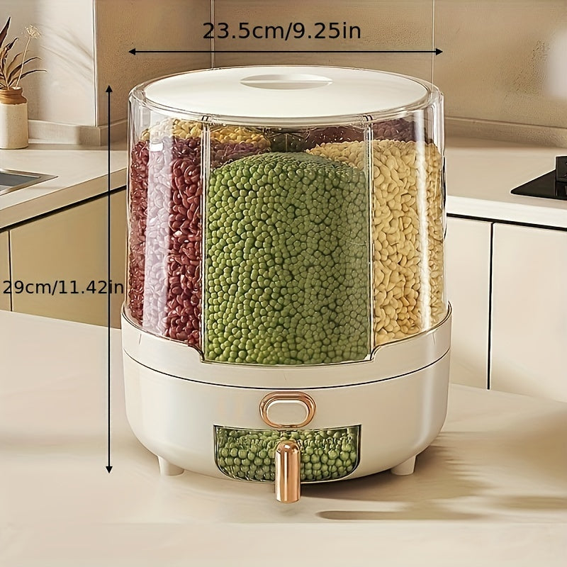 360° Rotating Airtight Food Storage Container – Large-Capacity Grain & Cereal Dispenser for Pantry Freshness