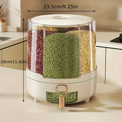 360° Rotating Airtight Food Storage Container – Large-Capacity Grain & Cereal Dispenser for Pantry Freshness