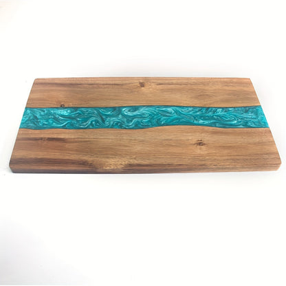 Elegant Resin River Acacia Cutting Board — Premium Charcuterie & Cheese Serving Board