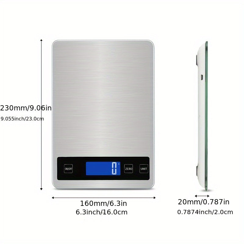 15kg Digital Kitchen Scale — USB-Rechargeable for Precise Food Weighing