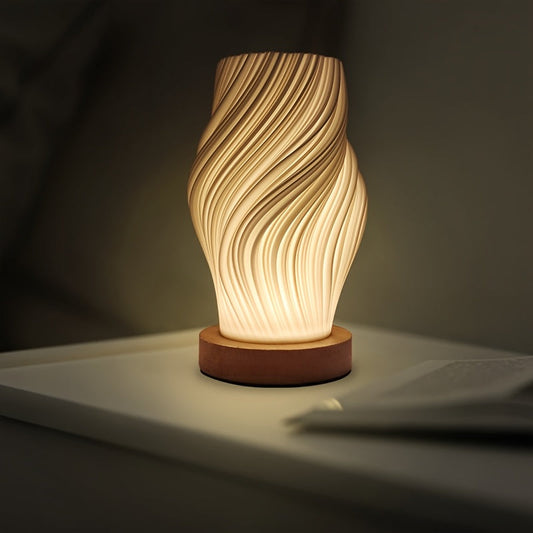 Chic Modern LED Swirl Table Lamp – Dimmable, Minimalist Bedside & Desk Light