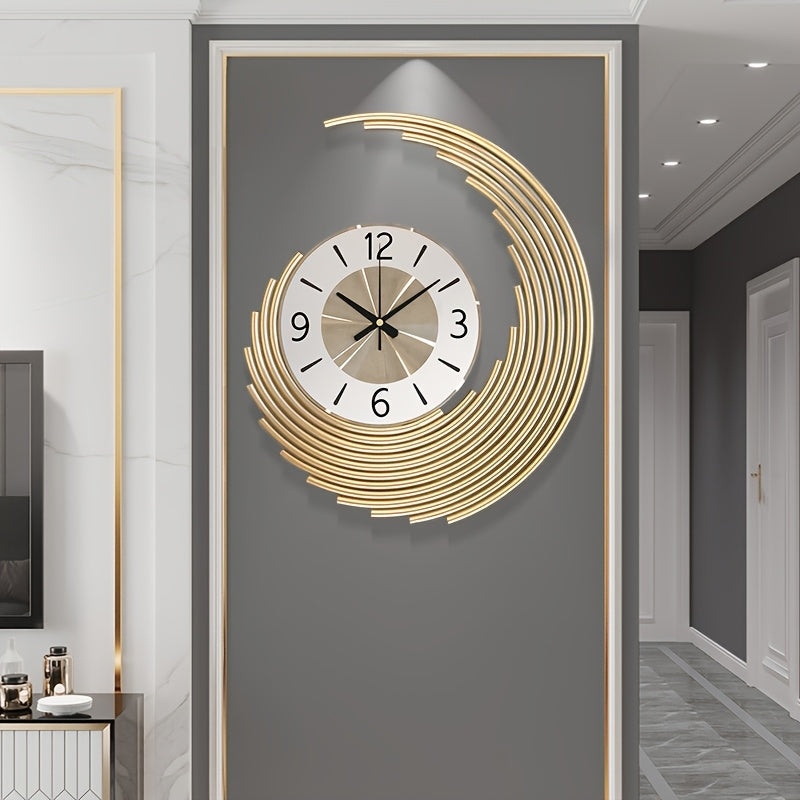 Sleek 3D Metal Wall Clock - Modern Design with Silent Quartz Movement, Decorative Accent