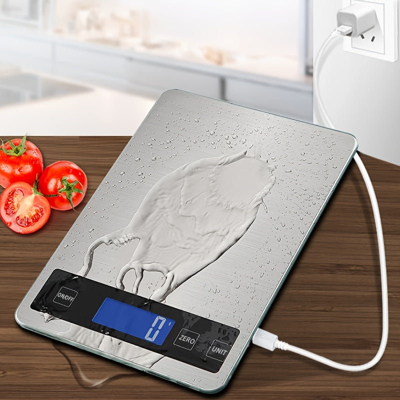 15kg Digital Kitchen Scale — USB-Rechargeable for Precise Food Weighing