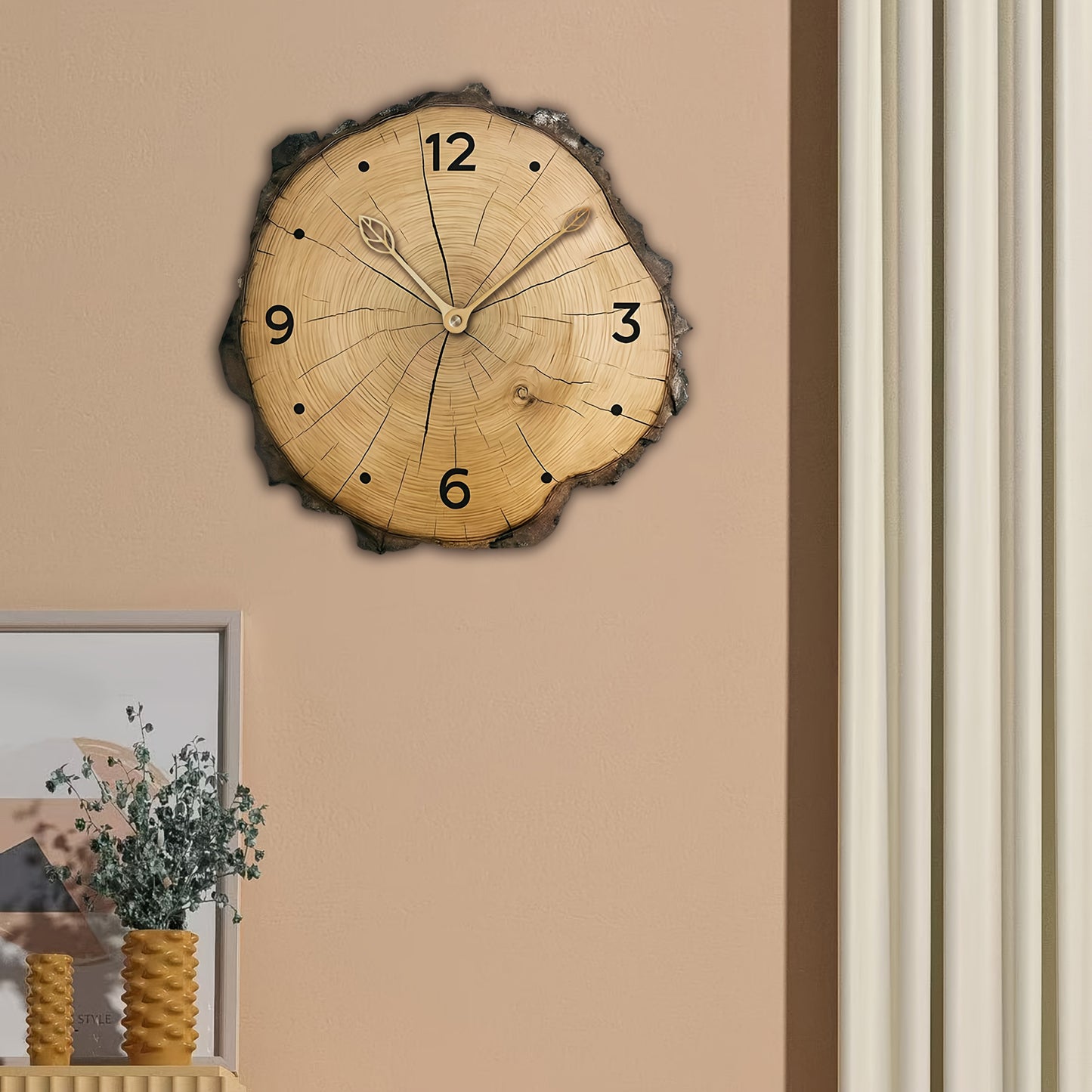 Rustic Wood Slice Wall Clock with Natural Log Design – Timeless Home Decor Accent