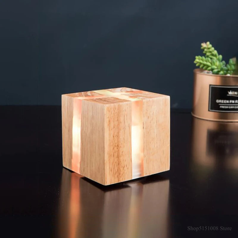WoodAura Wall Light — Hand-Carved Solid Wood with Resin Inlay Design